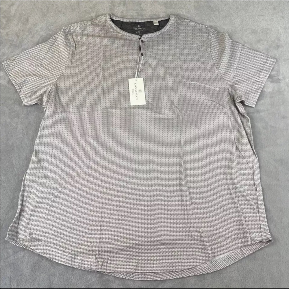 Con.Struct Henley mens Short Sleeve Lightweight printed 2 button shirt size XXXL